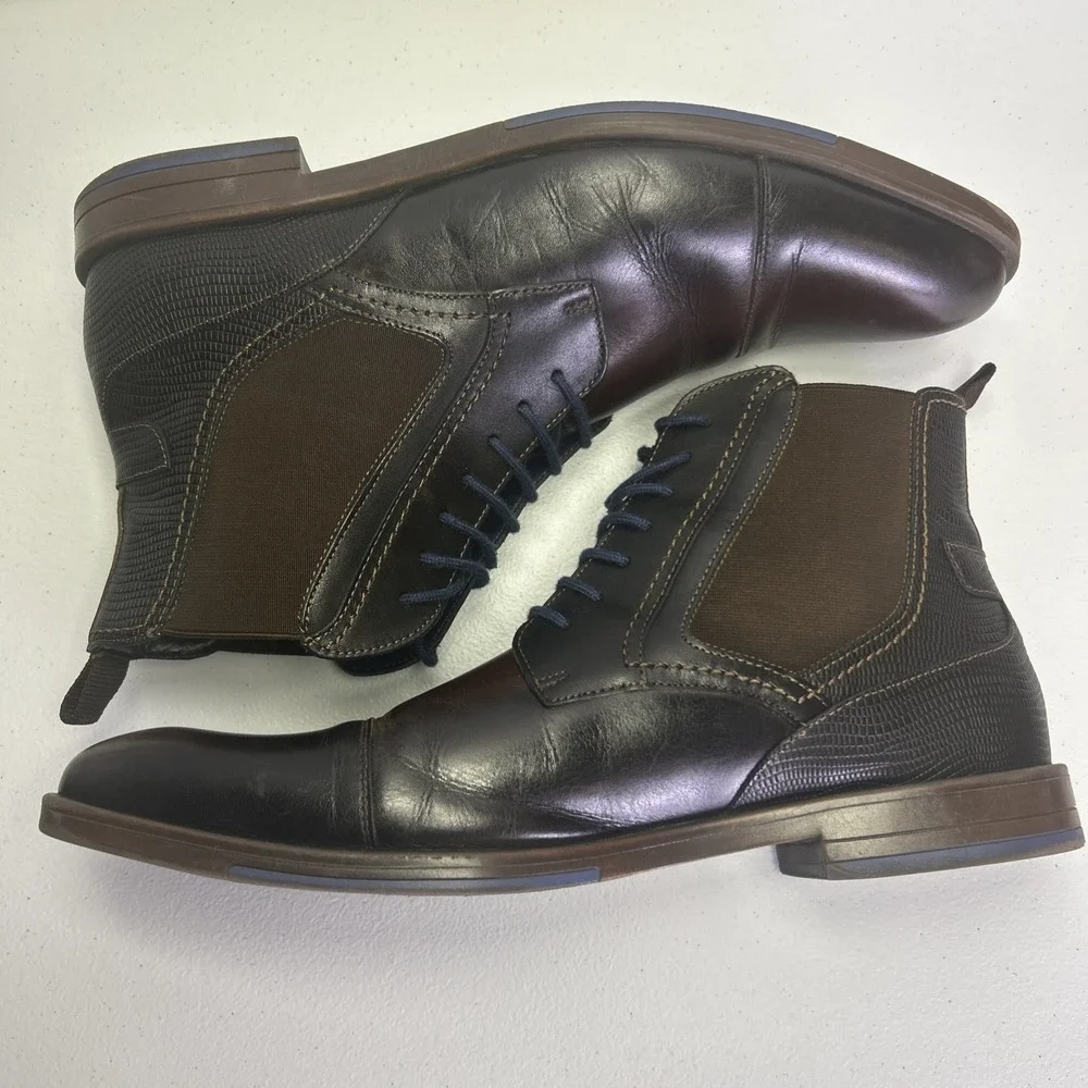 Stacy Adams Rafferty Men's Boots Size 10 M Brown Cap Toe Lace Up Leather Chelsea